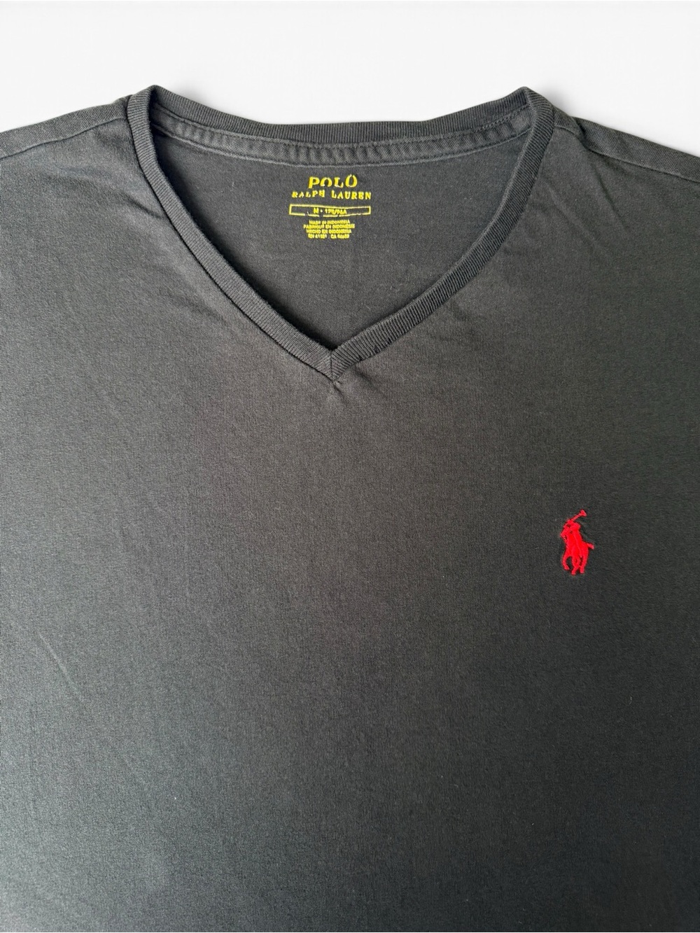 Polo Ralph Lauren Black V-Neck Red Pony T-Shirt Men’s M